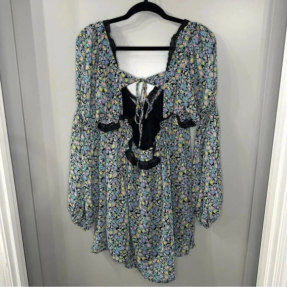 Free People Pennie Babydoll Mini Dress Floral Flowy Dress Size Small - Picture 4 of 8